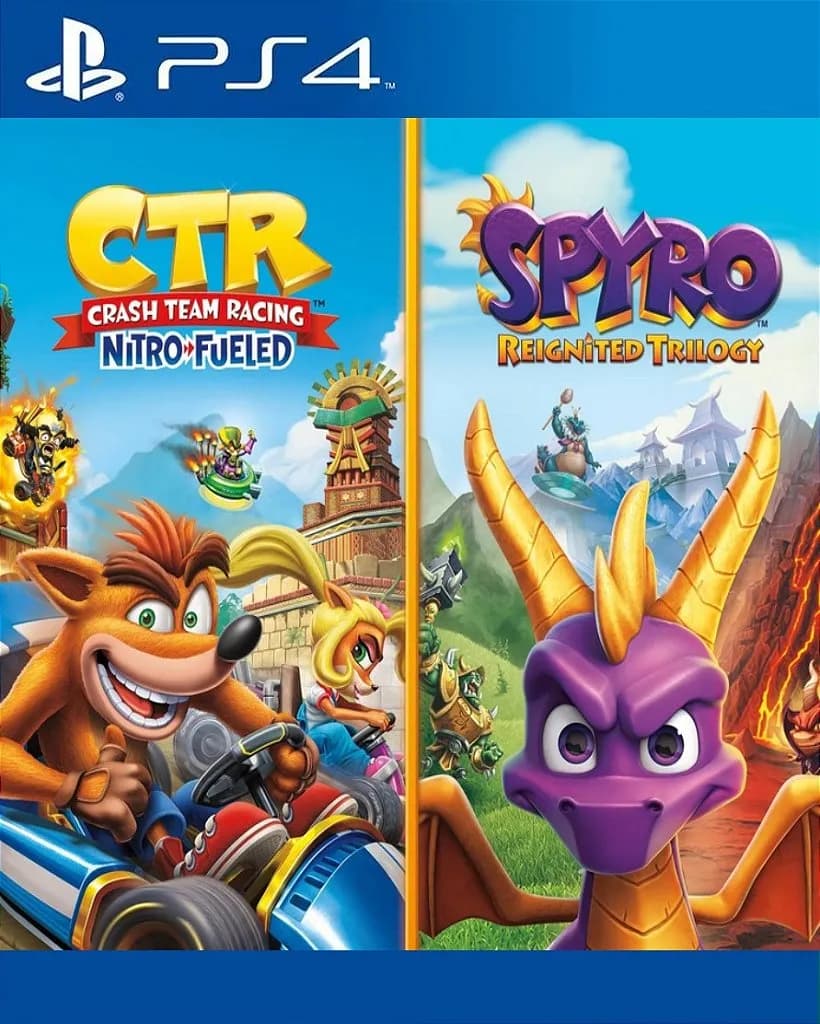 Pacote de Jogos Crash Team Racing Nitro-Fueled + Spyro Trilogy PS4 - Imagem 1